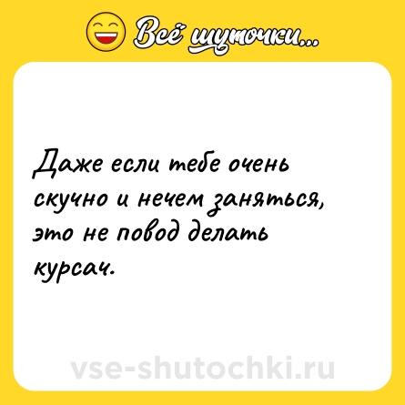 Шутка: Даже если тебе очень скучно и нечем заняться, это не повод делать курсач.