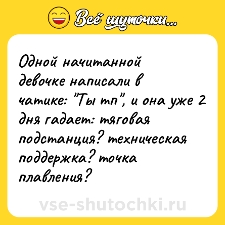Шутка: Одной начитанной девочке написали в чатике: 