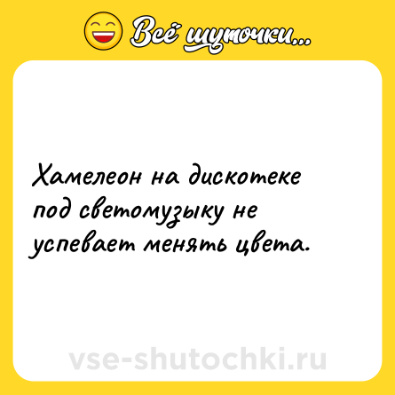 Шутка: Хамелеон на дискотеке под светомузыку не успевает менять цвета.