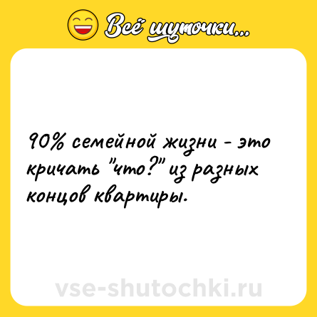 Шутка: 90% семейной жизни - это кричать 