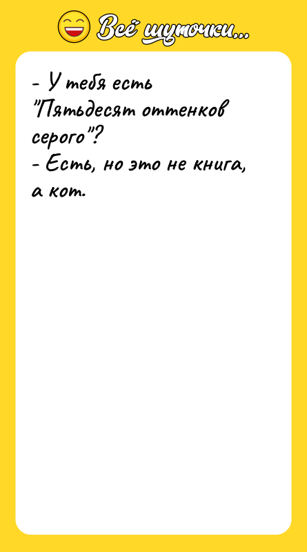 - У тебя есть Пятьдесят оттенков серого ? - Есть, но