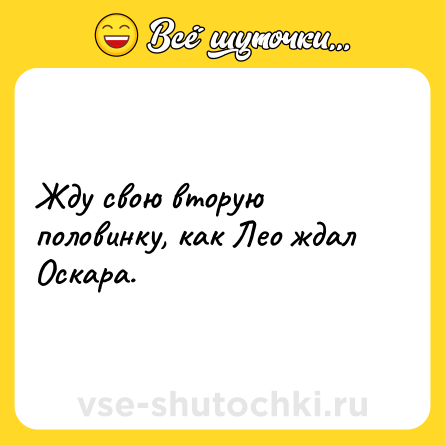 Шутка: Жду свою вторую половинку, как Лео ждал Оскара.