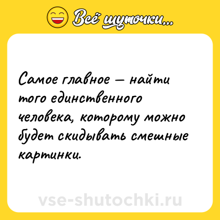 Шутка: Самое главное — найти того единственного человека, которому можно будет скидывать смешные картинки.