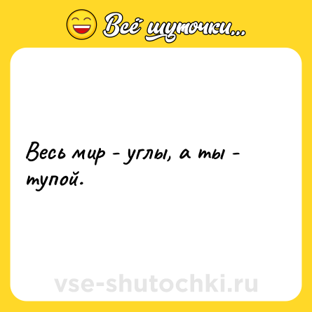 Шутка: Весь мир - углы, а ты - тупой.