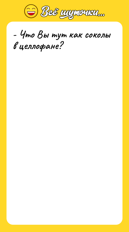 - Что Вы тут как соколы в целлофане?