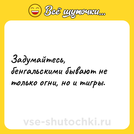 Шутка: Задумайтесь, бенгальскими бывают не только огни, но и тигры.