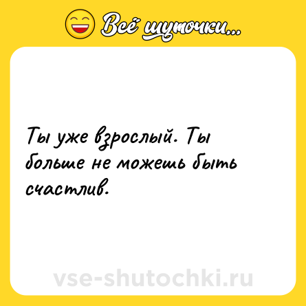 Шутка: Ты уже взрослый. Ты больше не можешь быть счастлив.