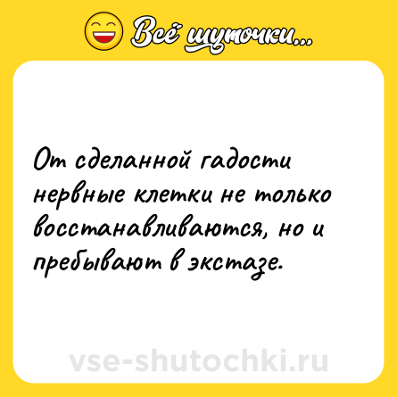 Шутка: От сделанной гадости нервные клетки не только восстанавливаются, но и пребывают в экстазе.