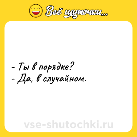 Шутка: - Ты в порядке?<br>- Да, в случайном.