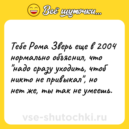 Шутка: Тебе Рома Зверь еще в 2004 нормально объяснил, что 