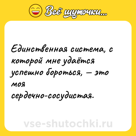 Шутка: Единственная система, с которой мне удаётся успешно бороться, — это моя сердечно-сосудистая.