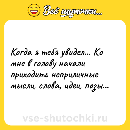 Шутка: Когда я тебя увидел... Ко мне в голову начали приходить неприличные мысли, слова, идеи, позы...