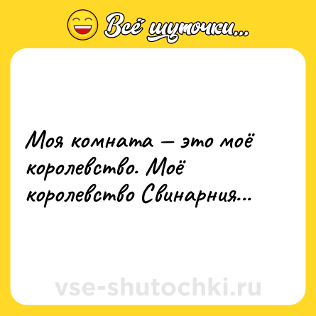 Шутка: Моя комната — это моё королевство. Моё королевство Свинарния...