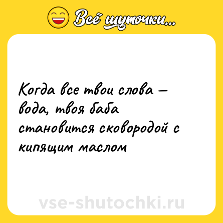 Шутка: Когда все твои слова — вода, твоя баба становится сковородой с кипящим маслом
