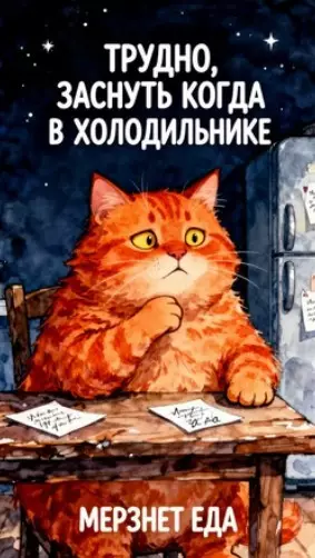 Кот в экзистенциальном кризисе 😿 - ТРУДНО, ЗАСНУТЬ КОГДА В ХОЛОДИЛЬНИКЕ МЕРЗНЕТ ЕДА