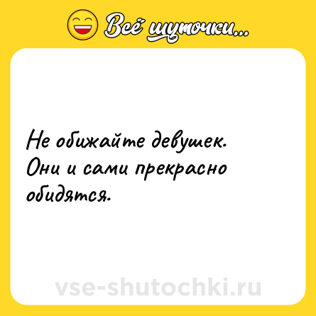 Шутка: Не обижайте девушек. Они и сами прекрасно обидятся.