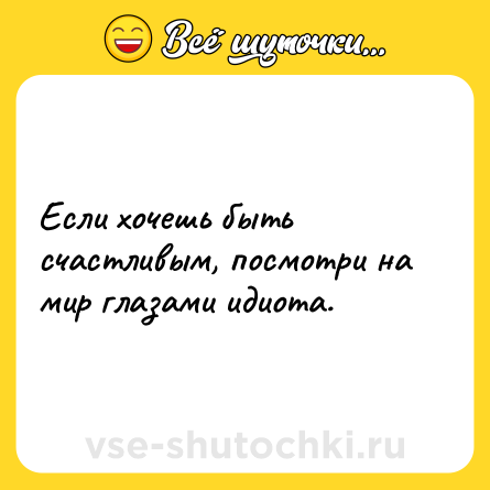 Шутка: Если хочешь быть счастливым, посмотри на мир глазами идиота.