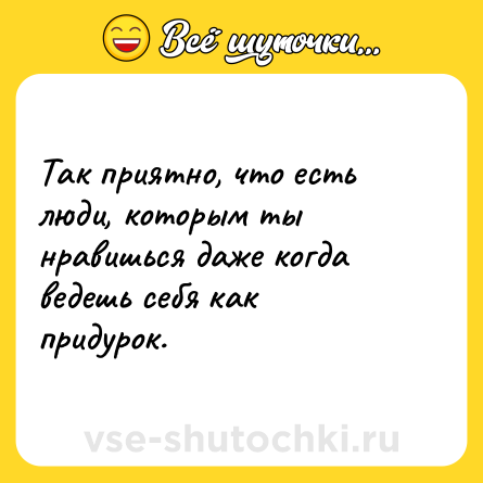 Шутка: Так приятно, что есть люди, которым ты нравишься даже когда ведешь себя как придурок.