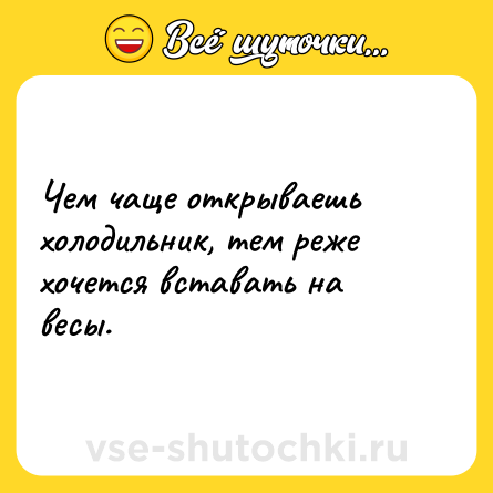 Шутка: Чем чаще открываешь холодильник, тем реже хочется вставать на весы.