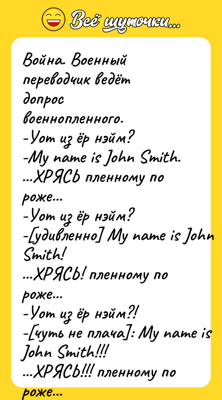 Война. Военный переводчик ведёт допрос военнопленного. -Уот из ёр нэйм?