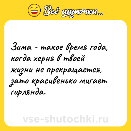Шутка: Зима - такое время года, когда херня в твоей жизни не прекращается, зато красивенько мигает гирлянда.