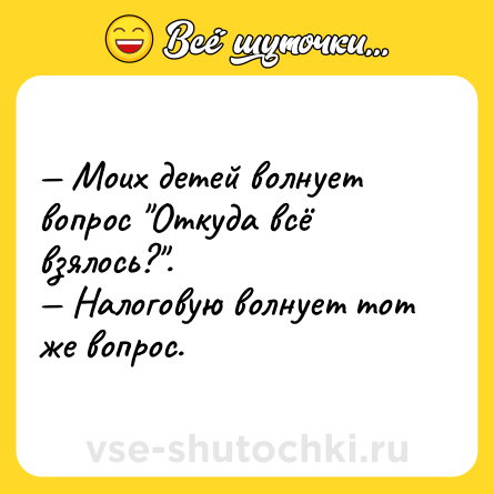 Шутка: — Моих детей волнует вопрос 