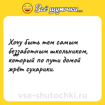 Шутка: Хочу быть тем самым беззаботным школьником, который по пути домой жрёт сухарики.
