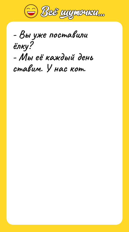 - Вы уже поставили ёлку? - Мы её каждый день