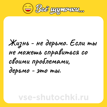 Шутка: Жизнь - не дерьмо. Если ты не можешь справиться со своими проблемами, дерьмо - это ты.