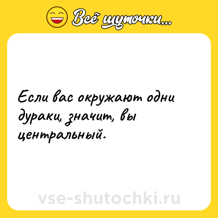 Шутка: Если вас окружают одни дураки, значит, вы центральный.