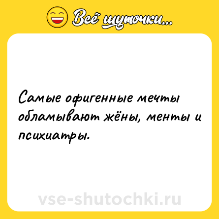Шутка: Самые офигенные мечты обламывают жёны, менты и психиатры.