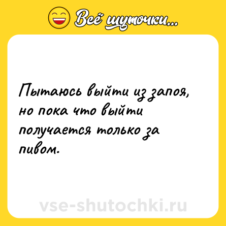 Шутка: Пытаюсь выйти из запоя, но пока что выйти получается только за пивом.