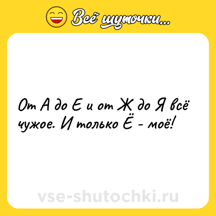 Шутка: От А до Е и от Ж до Я всё чужое. И только Ё - моё!