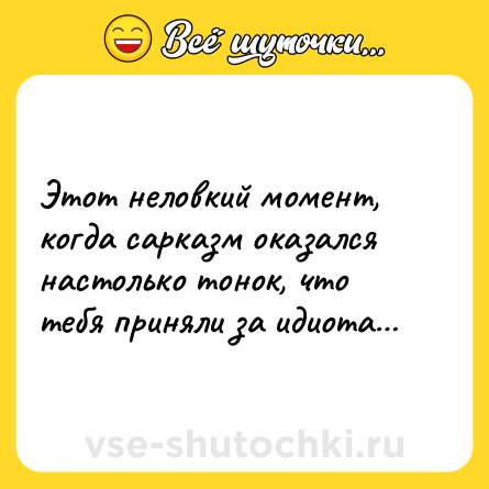 Шутка: Этот неловкий момент, когда сарказм оказался настолько тонок, что тебя приняли за идиота…