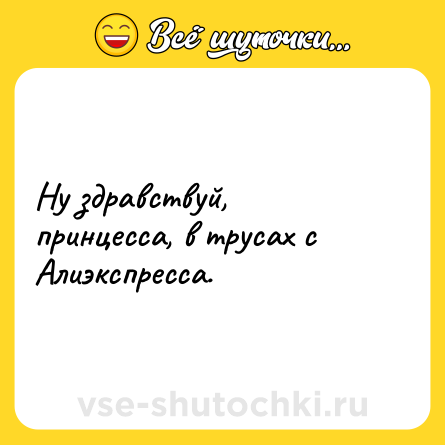 Шутка: Ну здравствуй, принцесса, в трусах с Алиэкспресса.