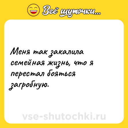Шутка: Меня так закалила семейная жизнь, что я перестал бояться загробную.