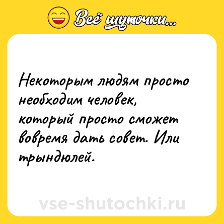Шутка: Некоторым людям просто необходим человек, который просто сможет вовремя дать совет. Или трындюлей.