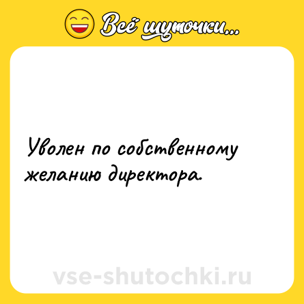 Шутка: Уволен по собственному желанию директора.
