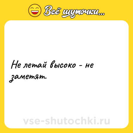 Шутка: Не летай высоко - не заметят.