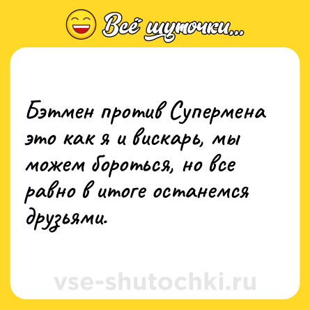 Шутка: Бэтмен против Супермена это как я и вискарь, мы можем бороться, но все равно в итоге останемся друзьями.