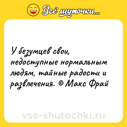 Шутка: У безумцев свои, недоступные нормальным людям, тайные радости и развлечения. © Макс Фрай