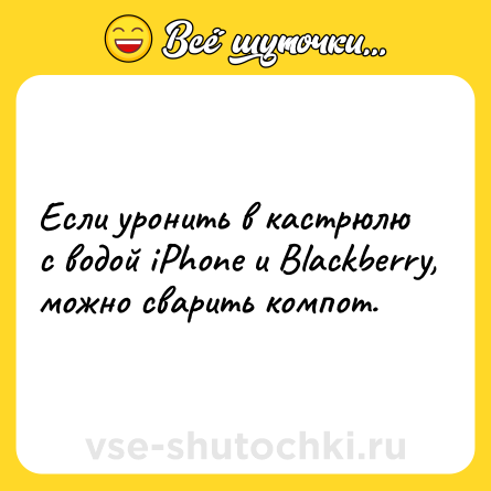 Шутка: Если уронить в кастрюлю с водой iPhone и Blackberry, можно сварить компот.