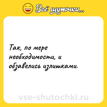 Шутка: Так, по мере необходимости, и обзавелись излишками.
