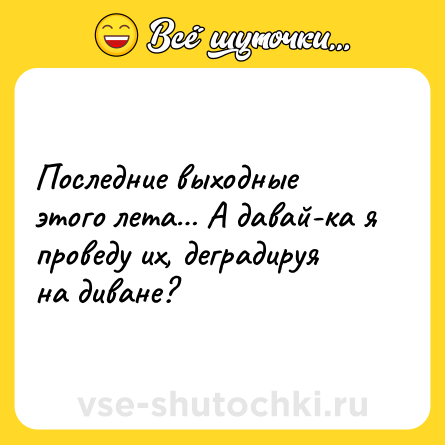 Шутка: Последние выходные этого лета… А давай-ка я проведу их, деградируя на диване?