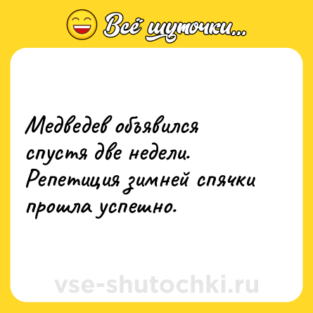 Шутка: Медведев объявился спустя две недели. Репетиция зимней спячки прошла успешно.