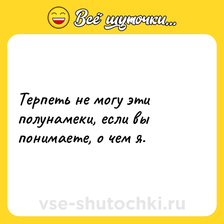 Шутка: Терпеть не могу эти полунамеки, если вы понимаете, о чем я.