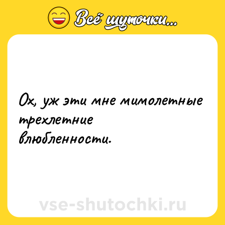 Шутка: Ох, уж эти мне мимолетные трехлетние влюбленности.