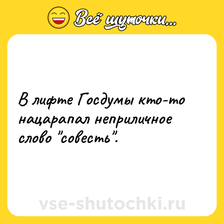 Шутка: В лифте Госдумы кто-то нацарапал неприличное слово "совесть".