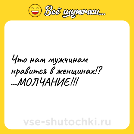 Шутка: Что нам мужчинам нравится в женщинах!? ...МОЛЧАНИЕ!!!