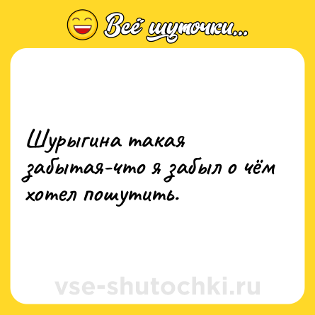 Шутка: Шурыгина такая забытая-что я забыл о чём хотел пошутить.